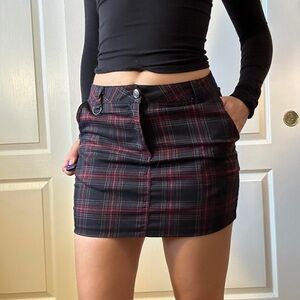 Dolls Kill Current Mood Plaid Mini Skirt with Chain - NWOT